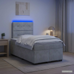 Vedruvoodi madratsiga led-ribadega helehall 120 x 200 cm samet