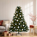 Kunstkuusk koos j&otilde;ulukuuliga 120 cm 150 led-i soe valge