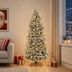Kunstkuusk koos j&otilde;ulukuuliga 240 cm 300 led-i soe valge
