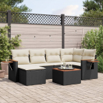 7-osaline aiadiivani komplekt patjadega, must, pol&uuml;rotang