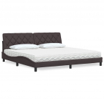 Voodi koos madratsiga, tumepruun, 200 x 200 cm, kangas