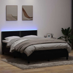 Kontinentaalvoodi madrats ja led must 160x220 cm samet