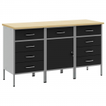 T&ouml;&ouml;kapp sahtliga lukuga 3 pcs must ja hall 150 x 55 x 85 cm
