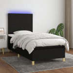 Kontinentaalvoodi madrats ja led, must, 90x190 cm, kangas