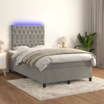 Kontinentaalvoodi madrats ja led, helehall, 120x200 cm, samet