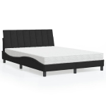 Voodi madratsiga hanko,must, 140x190 cm, samet