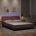 Voodiraam led-iga ilma madratsita, roosa, 160x200 cm, samet