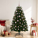 Kunstkuusk, keskroheline, j&otilde;ulukuulidega 180 cm 300 led-i