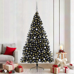 Tehis pre-lit j&otilde;ulupuu koos 300 led-iga must 210 cm pvc