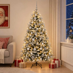 Tehisj&otilde;ulukuusk koos kaunistustega 210 cm 300 led-i soe valge
