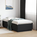 Voodiraam led-tuledega, must, 90x190 cm, tehispuit
