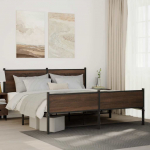 Metallist voodiraam ilma madratsita pruun tamm 183x213 cm