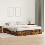 Voodi hoiukohaga raam suitsetatud tamm 200 x 200 cm tehispuit