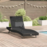 Sunlounger 1-isik must 70 x 197 x 82 cm pol&uuml; rattan ja metall