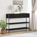 Konsoollaud sahtliga riiuliga must tamm 100 x 25 x 75 cm