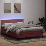 Kontinentaalvoodi madrats ja led roosa 160x220 cm samet