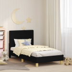Laste voodiraam peatoega peaga must 80 x 160 cm kangas