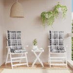 K&otilde;rge seljatoega toolipadjad 2 tk, hall ruudumuster, kangas