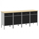 T&ouml;&ouml;kapp sahtliga lukuga 4 pcs must ja hall 200 x 55 x 85 cm