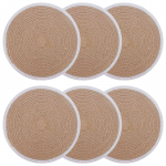 Džuutalused 6 pcs looduslik ja valge &oslash; 30 cm 100% tossa džuut