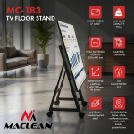 Maclean TV Cart / Floor Stand, 37&ndash;80", max. VESA 800x400, max. 75 kg, mobile, wheel lock, MC-183