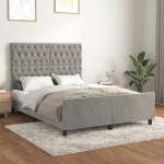 Voodiraam ilma madratsita, helehall, 140x200 cm, samet