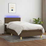 Kontinentaalvoodi madrats ja led, tumepruun, 90x200 cm, kangas
