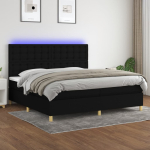 Kontinentaalvoodi madrats ja led, must, 200x200 cm, kangas
