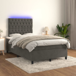 Kontinentaalvoodi madrats ja led, tumehall, 120x200 cm, samet