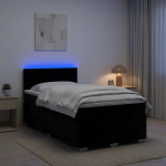 Kasti vedru madratsiga ja led valgusega voodi must 120 x 190 cm