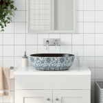 Valamu t&ouml;&ouml;pinnale, must ja sinine, ovaalne, keraamiline