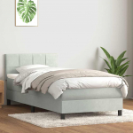 Box vedruvoodi madratsiga helehall 80x210 cm samet