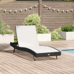 Sunlounger must ja valge 70 x 197 x 82 cm pol&uuml; rattan ja metall