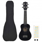 Sopran ukulele komplekt kotiga lastele must 23"