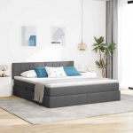 Voodi hoiukohaga ja madratsiga tumehall 160 x 200 cm tehispuit