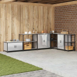 K&ouml;&ouml;gis&auml;ilituse riiul riiuliga h&otilde;bedane roostevaba teras