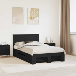 Voodi raam peaga must 120 x 200 cm tehispuit
