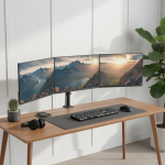 Maclean 3 monitor mount, gas spring, 17"-27", 2-8kg, black, MC-137