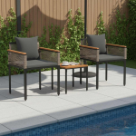 V&auml;lis m&ouml;&ouml;bli komplekt padjaga 3 pcs hall ja tumehall pe rattan