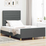 Voodi raam peaga tumehall 120 x 200 cm kangas