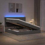 Led-iga voodiraam koos madratsiga tumehall 200 x 200 cm kangas