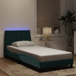 Voodiraam led ilma madratsita hanko, tumeroheline, 90x190 cm, samet