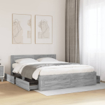 Voodiraam peatsiga, hall sonoma tamm, 160 x 200 cm, tehispuit