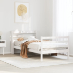 Voodiraam peatsiga ilma madratsita valge 100x200 cm