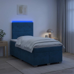 Vedruvoodi madratsiga led-ribadega sinine 120 x 200 cm samet