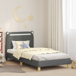 Laste voodiraam peatoega peaga tumehall 90 x 190 cm kangas