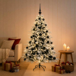 Kunstkuusk koos j&otilde;ulukuuliga 150 cm 150 led-i soe valge