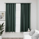 Pimendavad kardinad konksudega, 2 tk roheline 140 x 175 cm