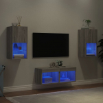 4-osaline telerikappide komplekt led-tuledega, hall sonoma tamm