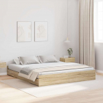 Voodi hoiukohaga raam peaga sonoma tamm 200 x 200 cm tehispuit